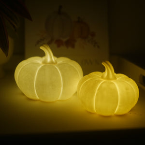 LED Textured White Pumpkins Available in 2 sizes 12 cm or 9cm | Ceramic Pumpkins| Light Up Pumpkins