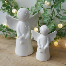 Load image into Gallery viewer, Pair of Stylishly Simple White White Ceramic Angels - 2 Sizes , Christmas Ornaments
