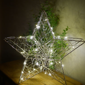 LED Free Standing Silver Star - 2 sizes 30cm or 20cm | LED Decoration loop