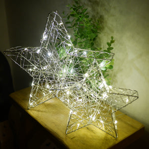 LED Free Standing Silver Star - 2 sizes 30cm or 20cm | LED Decoration loop