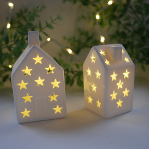 Ceramic LED House, 11.5cm or 9.5cm| Led House| Star Led House