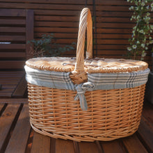 Load image into Gallery viewer, Classic Oval Picnic Basket With Tartan Lining | Picnic Basket

