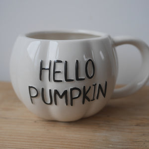 Pumpkin Mug | Hello Pumpkin | Pumpkin Shape Mug | White Mug