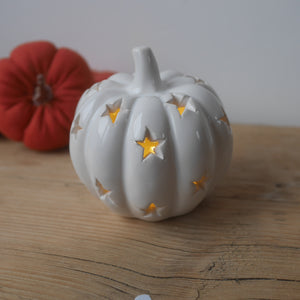 White Star Pumpkin 8cm | Light up Pumpkin | Pumpkin with Stars