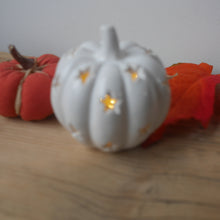 Load image into Gallery viewer, White Star Pumpkin 8cm | Light up Pumpkin | Pumpkin with Stars
