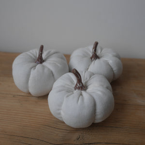 Set of 3 White Linen Pumpkins | White Pumpkins | Autumn Decor | Halloween Decor