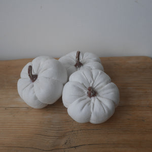 Set of 3 White Linen Pumpkins | White Pumpkins | Autumn Decor | Halloween Decor