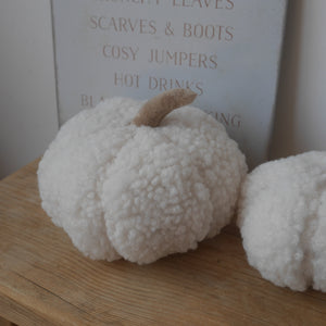 Cream Boucle Pumpkins 2 sizes 15 cm & 11cm | Off White Pumpkin | Autumn Decor | Autumn Pumpkin| Halloween Decor | Sherpa Pumpkin