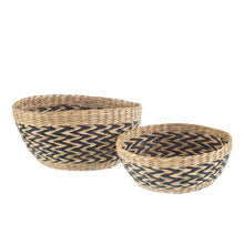Load image into Gallery viewer, Black Chevron Seagrass Decorative Bowls - Set Of 2
