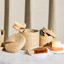 Load image into Gallery viewer, Seagrass Baskets With Lids - Set of 2, Basket Storage, Kitchen Bathroom Storage
