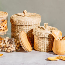 Load image into Gallery viewer, Seagrass Baskets With Lids - Set of 2, Basket Storage, Kitchen Bathroom Storage
