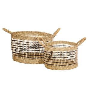 Seagrass Baskets, Seagrass Open Weave Baskets, Set Of 2 Storage Baskets, Toy Baskets, Planter Baskets