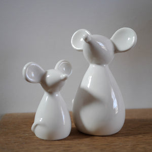 White Ceramic Mice - 2 sizes 14.5 or 10cm