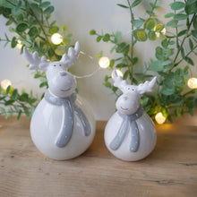 Load image into Gallery viewer, Plump Grey Scarf Reindeer, Large 14 cm &amp; Medium 11 cm, Christmas Ornament, Cute Reindeer
