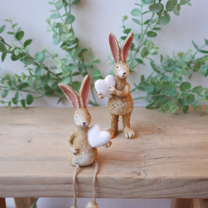 Shelf Sitting Rabbit with White Heart | 18cm
