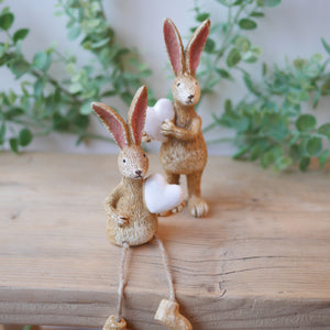 Standing Rabbit With White Heart 14cm