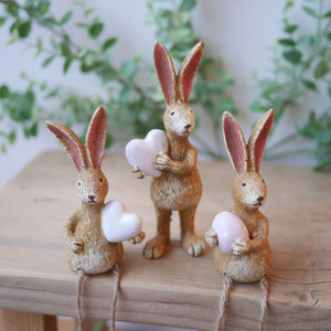 Standing Rabbit With White Heart 14cm