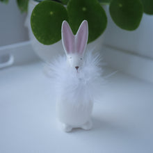 Load image into Gallery viewer, Ceramic Rabbit With Feather Collar | Simple Bunny Ornament| White Rabbit Ornament | Easter Gift | Easter Bunny
