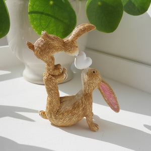 Kissing Bunnies With White Heart Figureine 10cm | Easter Bunny | Easter Decor | Spring Decor | New Design