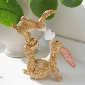 Kissing Bunnies With White Heart Figureine 10cm | Easter Bunny | Easter Decor | Spring Decor | New Design