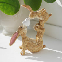 Load image into Gallery viewer, Kissing Bunnies With White Heart Figureine 10cm | Easter Bunny | Easter Decor | Spring Decor | New Design
