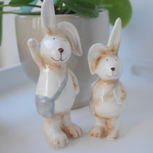 Load image into Gallery viewer, Ceramic Bunny with Satchel - 2 Sizes 16cm &amp;12.5cm | Easter Decor | Rabbit Ornament | Easter Gift | Spring Decor
