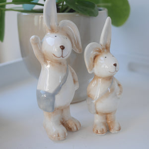 Ceramic Bunny with Satchel - 2 Sizes 16cm &12.5cm | Easter Decor | Rabbit Ornament | Easter Gift | Spring Decor