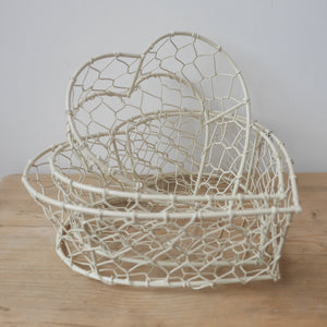Set of 3 Shabby Chic Cream Wire Baskets | Wire Baskets | Storage Baskets