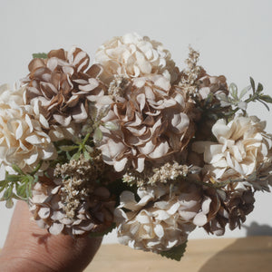Small Artificial Bunch of Pom Pom Flowers 2 colours | Small Flower Bunch | Small Flower Arrangement 30cm | Silk Flower Bunch