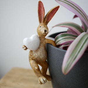 Pot Hanging Rabbit With White Heart 14cm, Pot Decoration, Plant Lover Gift