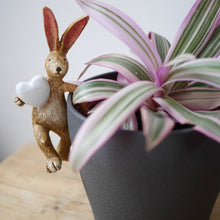 Load image into Gallery viewer, Pot Hanging Rabbit With White Heart 14cm, Pot Decoration, Plant Lover Gift
