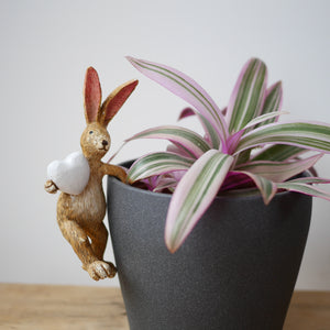 Pot Hanging Rabbit With White Heart 14cm, Pot Decoration, Plant Lover Gift