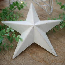 Load image into Gallery viewer, Distressed White Metal Barn Star 21cm
