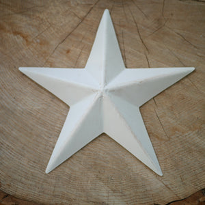 Distressed White Metal Barn Star 21cm