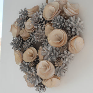 Heart Shape Door Wreath | Christmas Decor | Door Decor |Pine cone and roses wreath