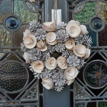 Load image into Gallery viewer, Heart Shape Door Wreath | Christmas Decor | Door Decor |Pine cone and roses wreath
