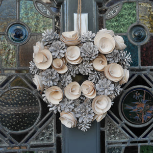 Heart Shape Door Wreath | Christmas Decor | Door Decor |Pine cone and roses wreath