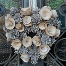 Load image into Gallery viewer, Heart Shape Door Wreath | Christmas Decor | Door Decor |Pine cone and roses wreath
