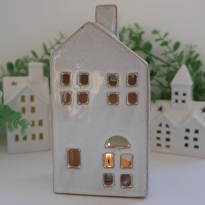 Glazed Ceramic Tealight House | Rustic House | Tealight Holder