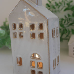 Glazed Ceramic Tealight House | Rustic House | Tealight Holder