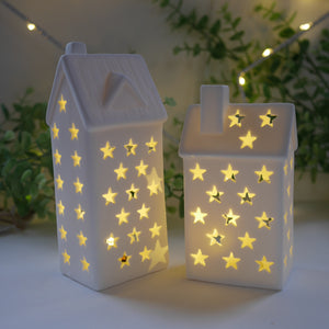 Ceramic LED House, 16cm or 13 cm| Led House| Star Led House