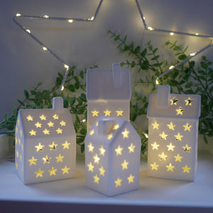 Ceramic LED House, 16cm or 13 cm| Led House| Star Led House