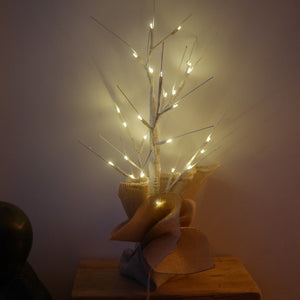Led White Birch Tree 60 cm | Led Decoration |Christmas Decoration Pre-Lit Twig Tree - Small White Snow Birch Battery Powered