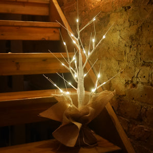 Led White Birch Tree 60 cm | Led Decoration |Christmas Decoration Pre-Lit Twig Tree - Small White Snow Birch Battery Powered