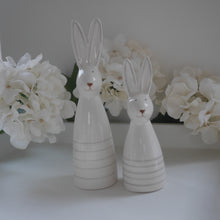 Load image into Gallery viewer, White Striped Rabbit Ornaments 2 sizes | Easter Bunny | Spring Decor
