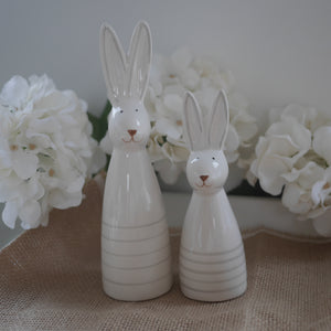 White Striped Rabbit Ornaments 2 sizes | Easter Bunny | Spring Decor
