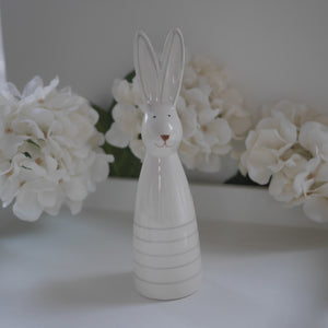 White Striped Rabbit Ornaments 2 sizes | Easter Bunny | Spring Decor
