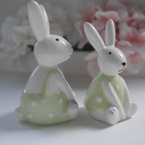 Pair of Sitting Ceramic Bunnies 2 sizes | Easter Decor | Easter Decor | Bunny Gift | Easter Gift