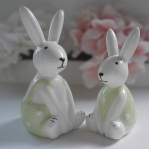 Pair of Sitting Ceramic Bunnies 2 sizes | Easter Decor | Easter Decor | Bunny Gift | Easter Gift