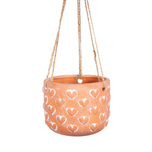 Load image into Gallery viewer, Hanging Terracotta Planter With Hearts, Hand Finished, Plant Pot

